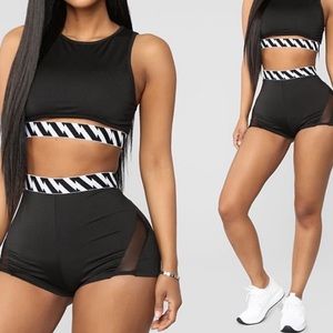 sports bra and shorts